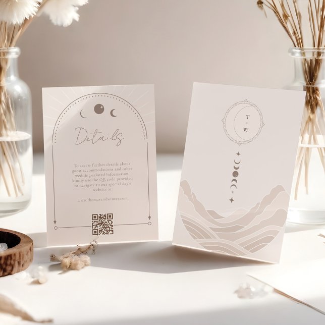 Minimal Celestial Wedding QR Code Details Enclosure Card (Minimal Celestial Wedding QR Code Details Enclosure Card)
