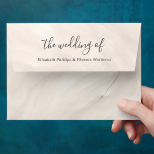 Minimal Champagne Pearl Bow 5x7 Wedding Invitation Envelope