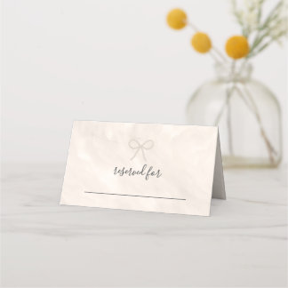 Minimal Champagne Pearl Bow Wedding Escort Place Card