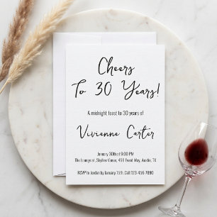 Minimal Cheers To 30 Years 30th Birthday Party Invitation