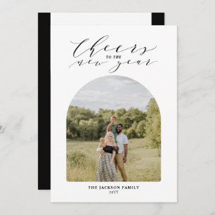 Minimal Cheers to the New Year Photo Holiday Card