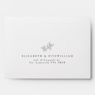 Minimal Cherry Blossom Monogram Crest Wedding  Envelope