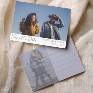Minimal Chic 2 Photo Save the Date Wedding Announcement Postcard