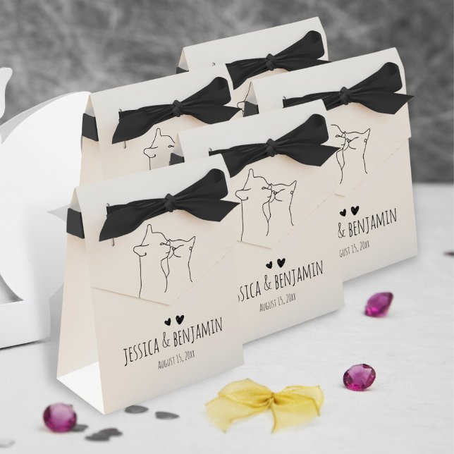 Minimal Chic Black and White Cats Modern Wedding Favour Box (Creator Uploaded)