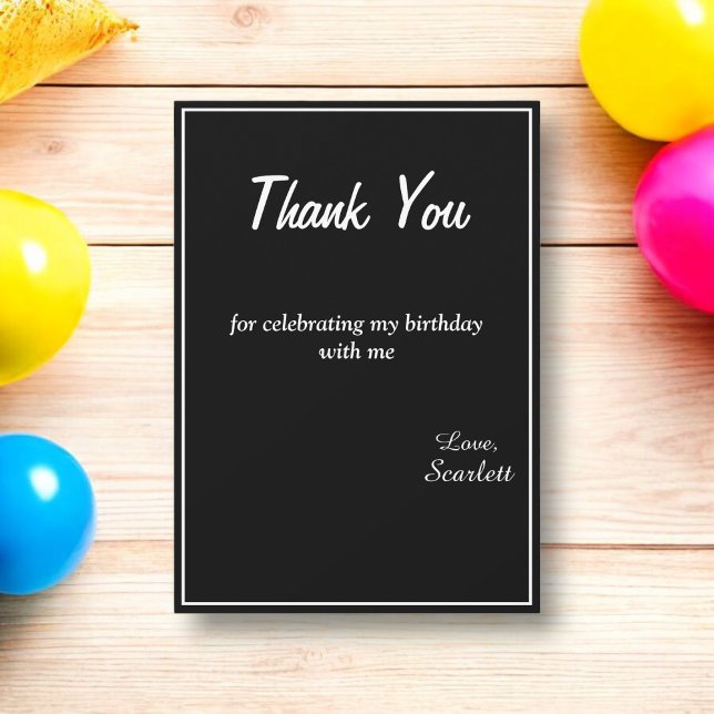 Minimal Chic Black And White Delicate 1st Birthday Thank You Card (Creator Uploaded)
