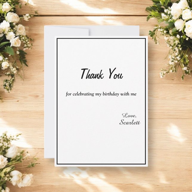 Minimal Chic Black And White Elegant 1st Birthday Thank You Card (Creator Uploaded)