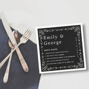 Minimal Chic Black And White Modern Floral Wedding Napkin