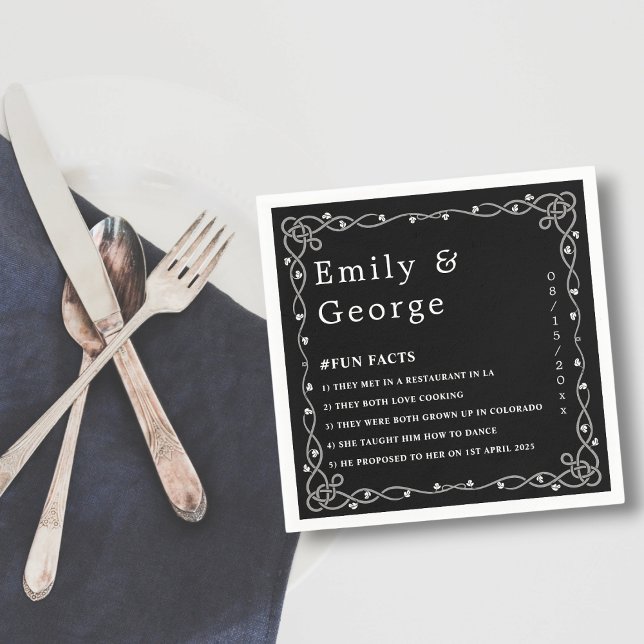 Minimal Chic Black And White Modern Floral Wedding Napkin (Creator Uploaded)