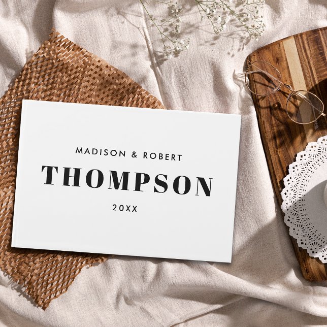 Minimal Chic Black and White Monogram Bold Wedding Guest Book (Creator Uploaded)