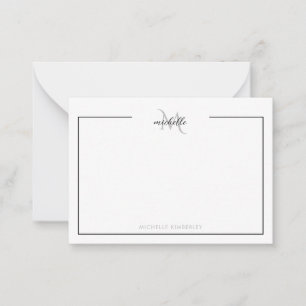 Minimal Chic Black and White Monogram Card