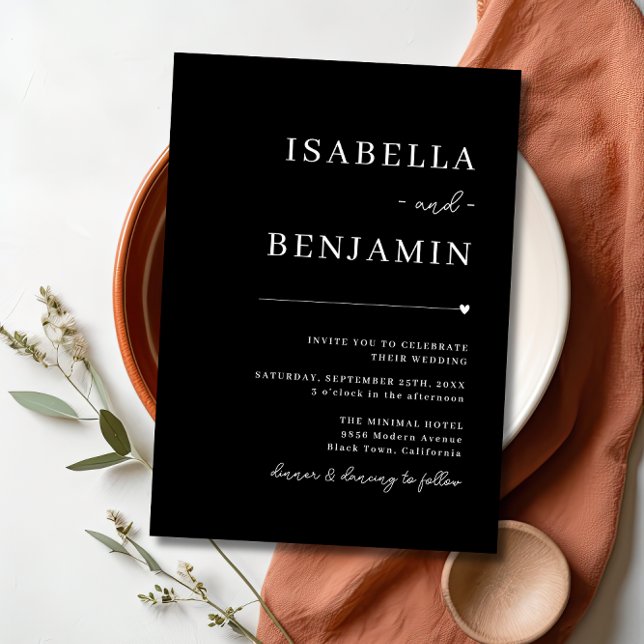 Minimal Chic Black Wedding Invitation (Creator Uploaded)