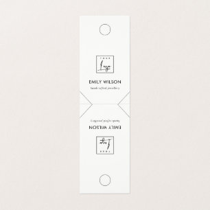 Minimal Chic Black White Hanging Necklace Display Business Card