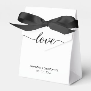 Minimal Chic Black White wedding love script Favour Box
