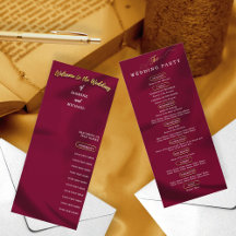 Minimal Chic Burgundy and Gold Wedding Program 