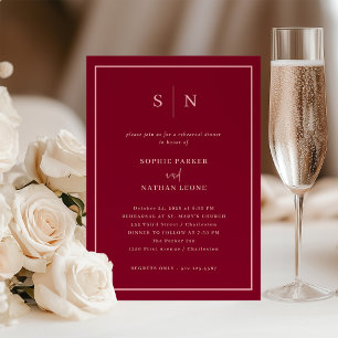 Minimal Chic   Burgundy and Pink Rehearsal Dinner Invitation