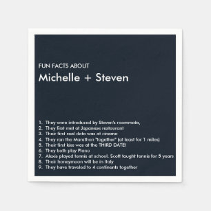 Minimal Chic Dark Blue FUN FACT WEDDING Napkin