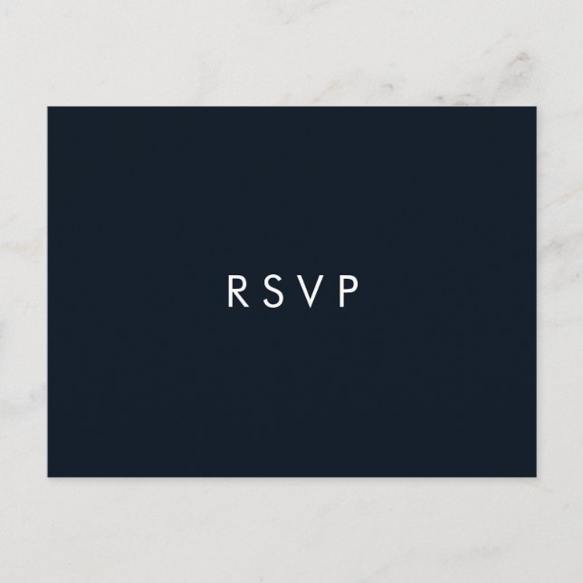 Minimal chic Dark Blue | Wedding  RSVP MEAL CHOICE Invitation Postcard (Front)