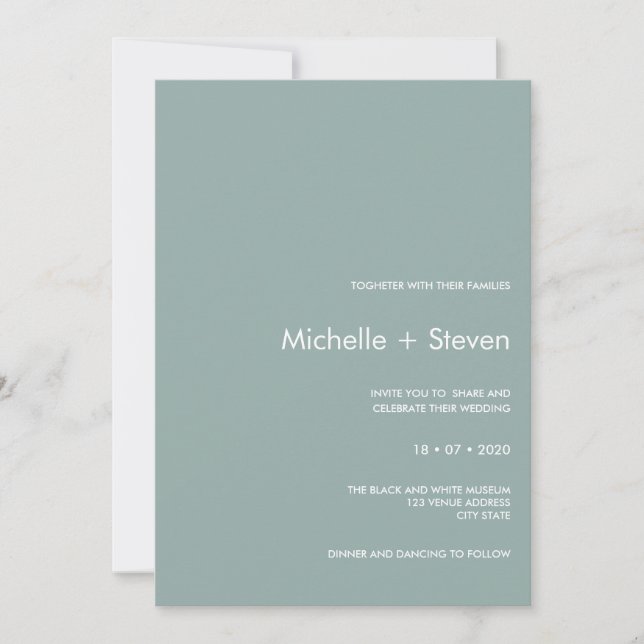 Minimal Chic Dusty Blue |  Typography Wedding Invitation (Front)