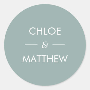 Minimal Chic Dusty Blue   Wedding Custom Classic Round Sticker