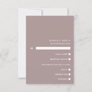 Minimal Chic Dusty Plum RSVP Meal Choice Card