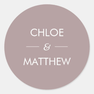Minimal Chic Dusty Plum   Wedding Custom Classic Round Sticker
