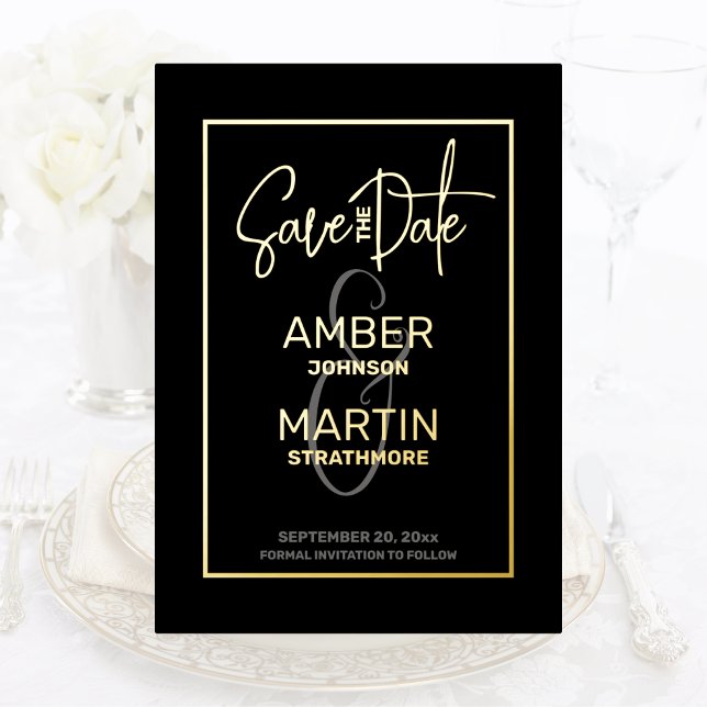 Minimal Chic Elegant Black Gold Save the Date (Creator Uploaded)