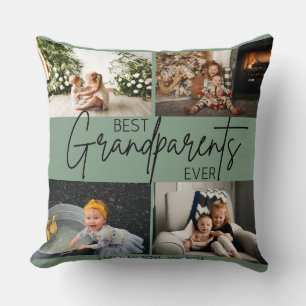 Minimal Chic Green Best Grandparents Photo Cushion