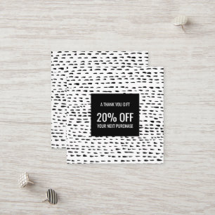 Minimal Chic Handmade Dashes Dots Black & White  Discount Card