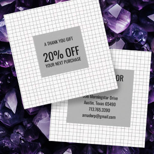 Minimal Chic Handmade Pencil Lines Grid Discount Card