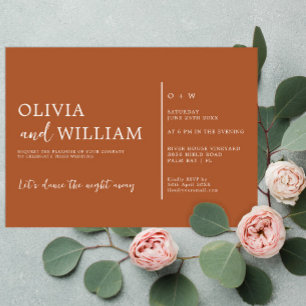 Minimal Chic Handwritten   Burnt Orange Wedding Invitation