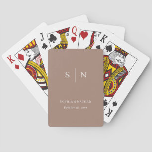Minimal Chic Neutral Mocha Taupe and Ivory Wedding Playing Cards