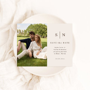 Minimal Chic Neutral   Photo Wedding Save the Date Postcard