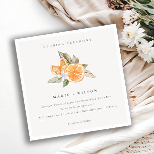 Minimal Chic Orange Boho Botanical Wedding Invite