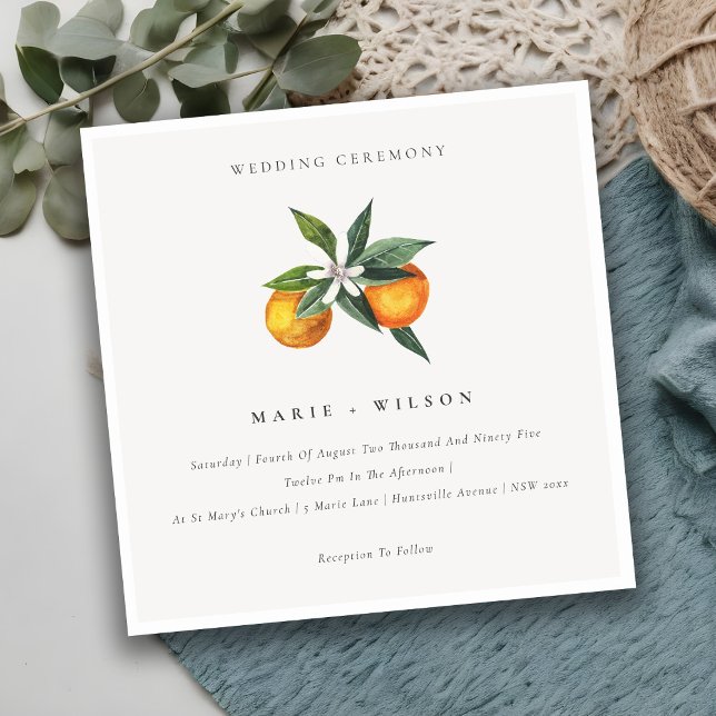 Minimal Chic Orange Boho Botanical Wedding Invite (Creator Uploaded)