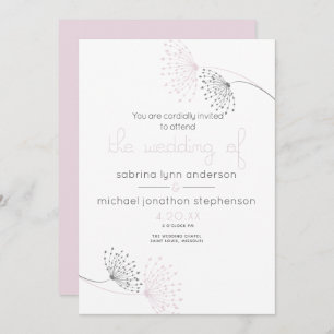 Minimal Chic Pale Pink and Charcoal Flowers Invitation