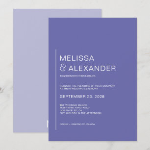 Minimal chic periwinkle white wedding invitation