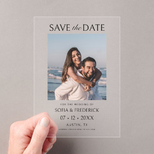 Minimal Chic Photo Wedding Save the Date Card Acrylic Invitations