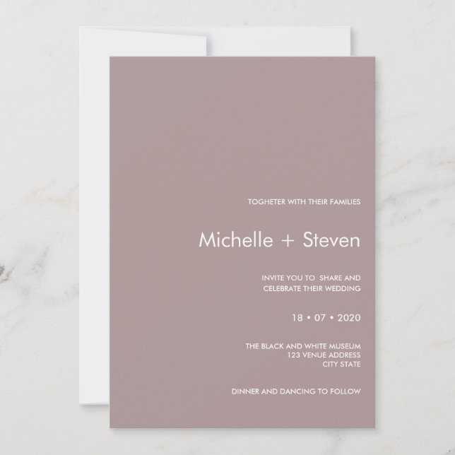 Minimal Chic Plum | Typography Wedding Invitation (Front)