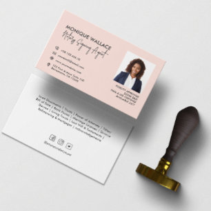 Minimal Chic Professional Photo Notary Services Business Card