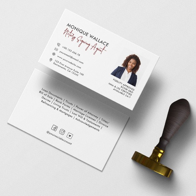 Minimal Chic Professional Photo Notary  Services   Business Card (Creator Uploaded)