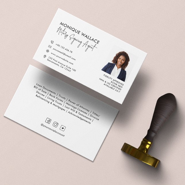 Minimal Chic Professional Photo Notary  Services  Business Card (Creator Uploaded)