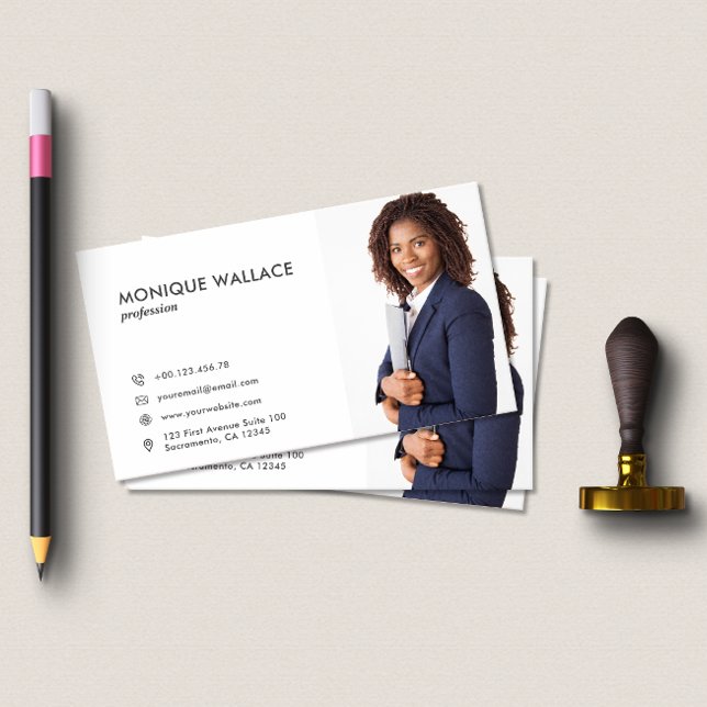 Minimal Chic Professional Vertical Photo Icon Business Card (Creator Uploaded)