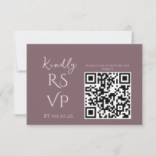 Minimal Chic Prune and Blush Wedding RSVP Card