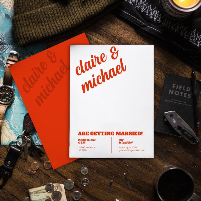 Minimal Chic Retro Wedding Invitations (Creator Uploaded)