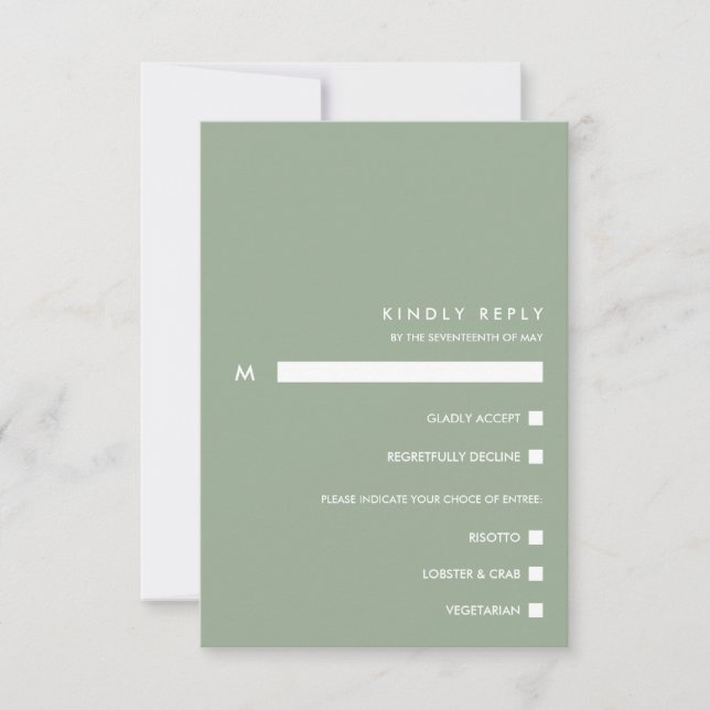 Minimal Chic Sage |  Typography  RSVP Meal Choice (Front)