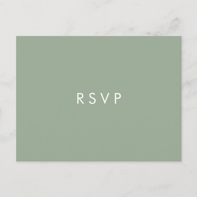 Minimal chic Sage | Wedding  RSVP MEAL CHOICE Invitation Postcard (Front)