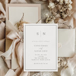Minimal Chic | White and Sage Green Border Wedding Invitation<br><div class="desc">These elegant,  modern wedding invitations feature a simple white minimalist text design,  with sage green text and a classic frame at the border. Add your initials or monogram to make them completely your own.</div>