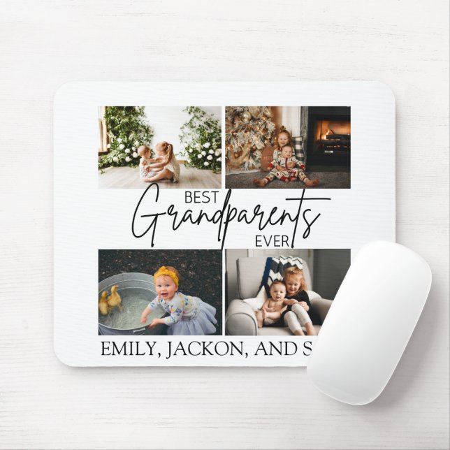 Minimal Chic White Best Grandparents Photo Mouse Pad (With Mouse)
