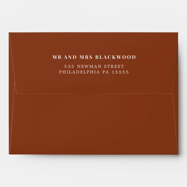 Minimal Chocolate Brown Return Address Envelope (Back (Top Flap))
