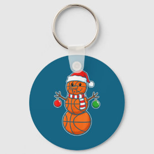 Minimal Christmas Basketball Snowman Player Santa Key Ring